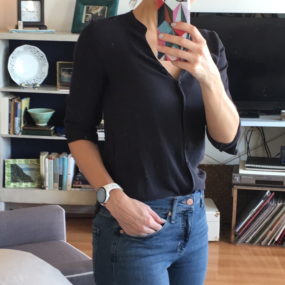 Navy blue H&M buttoned blouse